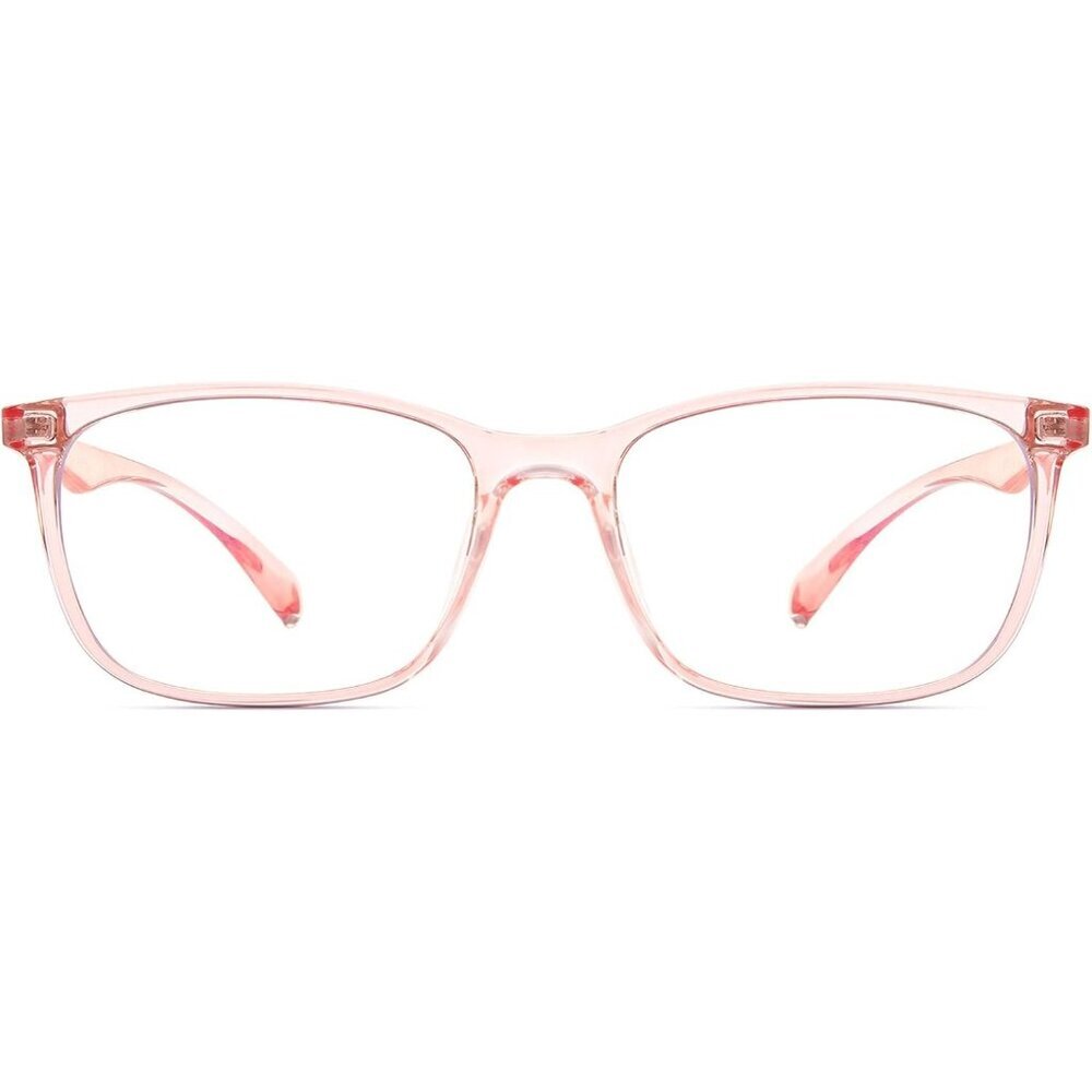Unisex Pink Square Lightweight Frame Anti Eyestrain Light Blocking Glasses